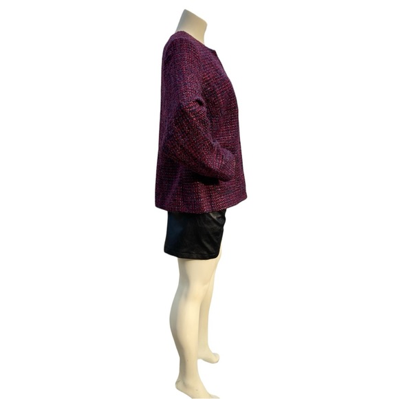 TALBOTS Muticolor Magenta, Burgundy, Purple, Wool Blend Tweed Plus Blazer, 20W - Picture 14 of 16